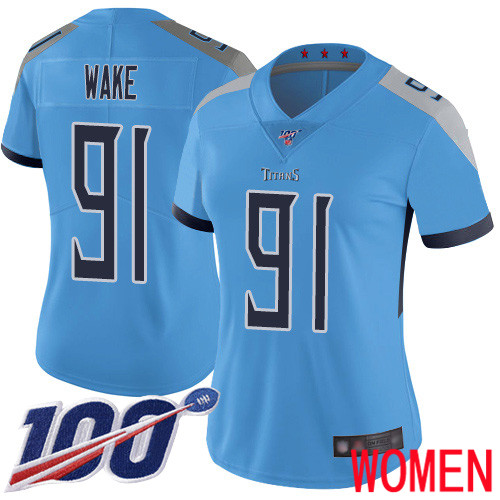 Tennessee Titans Limited Light Blue Women Cameron Wake Alternate Jersey NFL Football #91 100th Season Vapor Untouchable